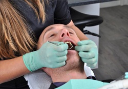 Man receiving dental checkup