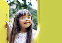 happy child playing on a playground