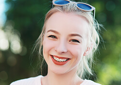 Girl smiling with braces