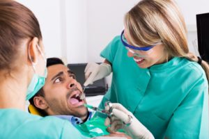 man fearful at dentist