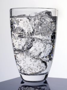 glass of clear seltzer water