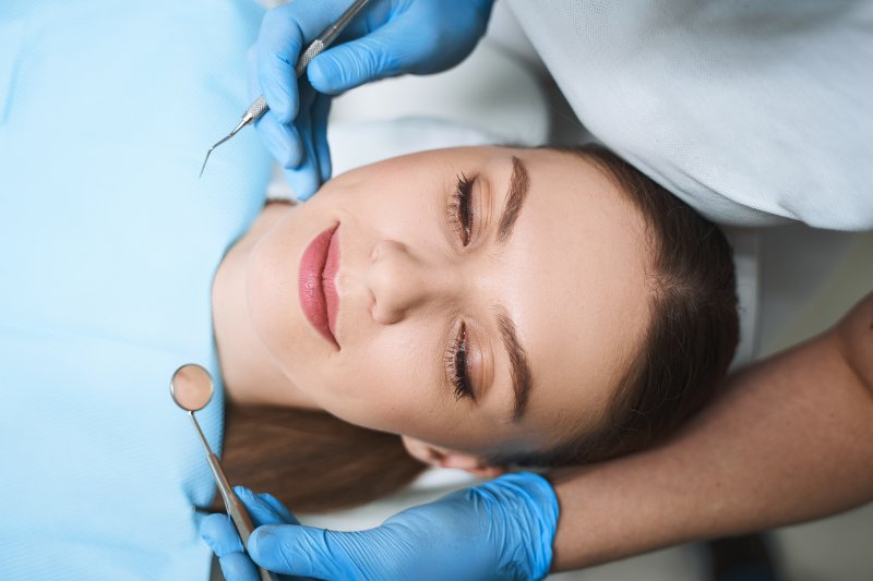 Woman relaxed at the dentist