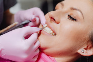 Female patient having veneer consultation